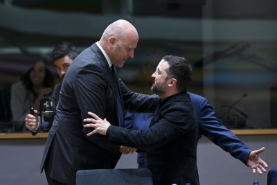 Fotogrāfija ar Andri Kulbergu un Volodimiru Zeleneski