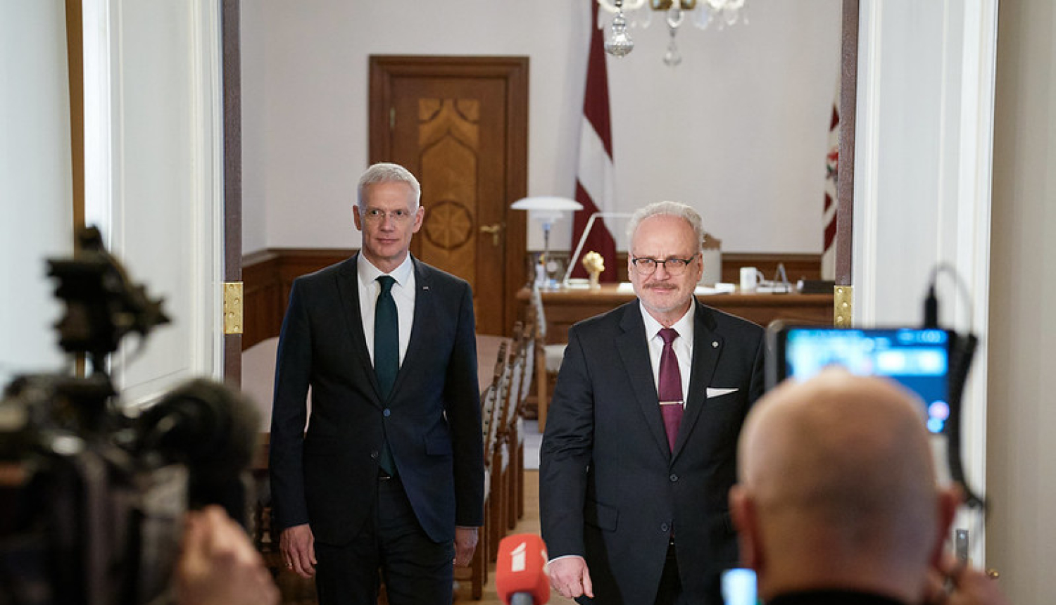 Ministru prezidents Krišjānis Kariņš un Valsts prezidents Egils Levits