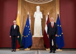 Meeting of Prime Minister K.Kariņš and Prime Minister of Lithuania Ingrida Šimonytė at the Cabinet of Ministers