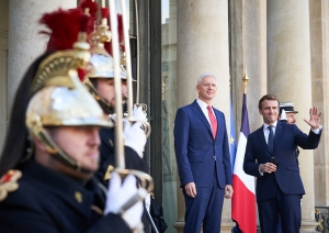 Ministru prezidents Krišjānis Kariņš un Francijas prezidents Emanuels Makrons
