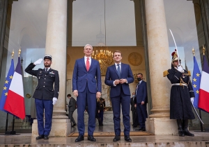 Ministru prezidents Krišjānis Kariņš un Francijas prezidents Emanuels Makrons