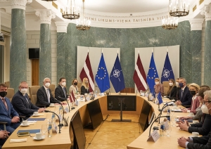Ministru prezidents Krišjānis Kariņš tiekas ar Eiropas Komisijas priekšsēdētāju Urzulu fon der Leienu un NATO ģenerālsekretāru Jensu Stoltenbergu 
