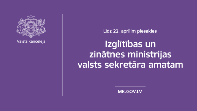 Sludinājuma teksts uz violeta fona ar baltiem burtiem