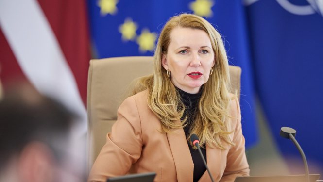 Tieslietu ministre Inese Lībiņa-Egnere vada Ministru kabineta sēdi.