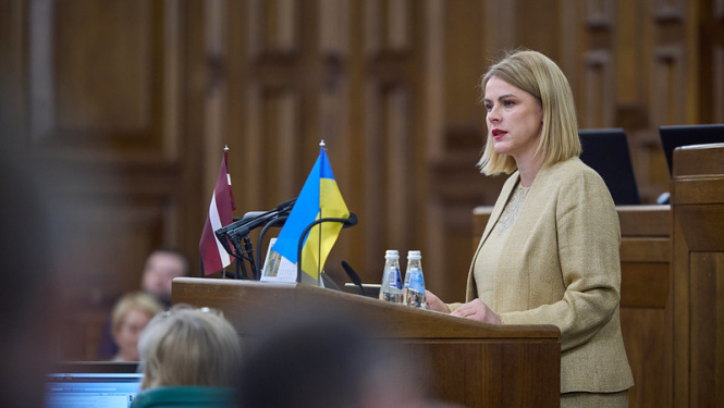 Ministru prezidente Evika Siliņa Sniedz runu Saeimā