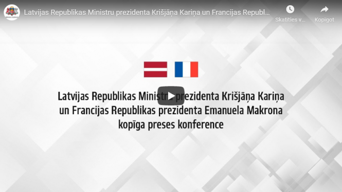 VIDEO: Latvijas Ministru prezidenta Krišjāņa Kariņa un Francijas prezidenta Emanuela Makrona tikšanās