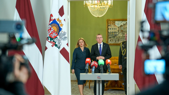 Ministru prezidente Evika Siliņa un Valsts prezidents Edgars Rinkēvičs