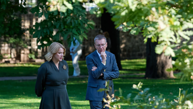 Ministru prezidente Evika Siliņa un Valsts prezidents Edgars Rinkēvičs