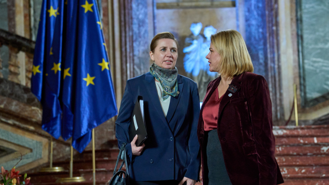 Ministru prezidente Evika Siliņa un Dānijas premjerministre Mete Frederiksena
