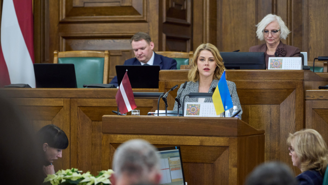 Ministru prezidente Evika Siliņa piedalās Saeimas sēdē