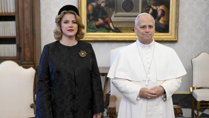 Ministru prezidente Evika Siliņa un Viņa Svētība pāvests Leons XIV