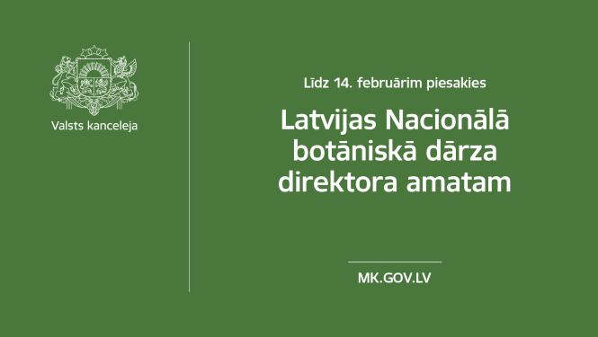 Sludinājuma teksts uz zaļa fona ar baltiem burtiem