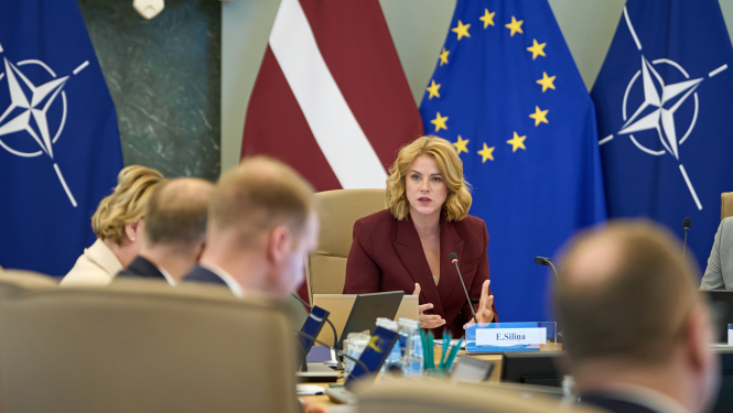 Ministru prezidente Evika Siliņa vada valdības sēdi
