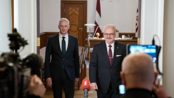 Ministru prezidents Krišjānis Kariņš un Valsts prezidents Egils Levits