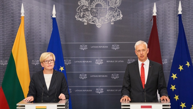 Foto: Ministru prezidents Krišjānis Kariņš un Lietuvas premjerministre Ingrīda Šimonīte
