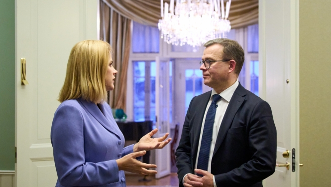Latvijas Ministru prezidente un Somijas premjerministrs