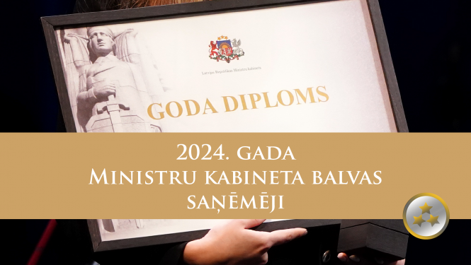 Ministru kabineta Goda diploms un uzraksts "2024. gada Ministru kabineta balvas saņēmēji"