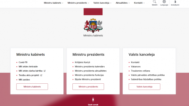 ilustratīvs attēls: mk.gov.lv sākumlapa; avots: Valsts kanceleja