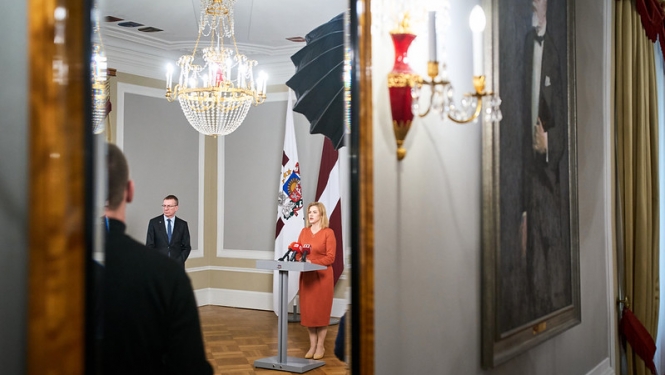 Ministru prezidente Evika Siliņa un Valsts prezidents Edgars Rinkēvičs Rīgas pilī. 