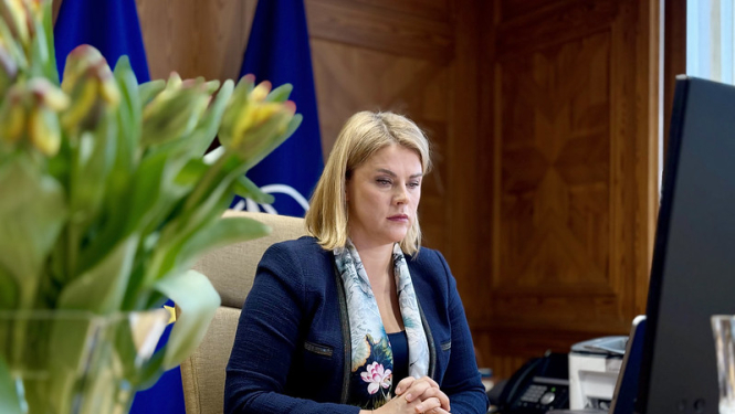 Ministru prezidente Evika Siliņa video konferences sazvanā