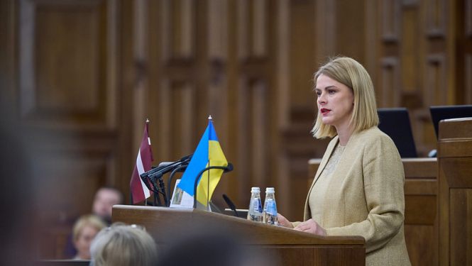 Ministru prezidente Evika Siliņa Sniedz runu Saeimā