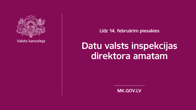 Sludinājuma teksts uz violeta fona ar baltiem burtiem