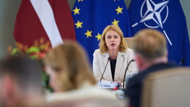 Ministru prezidente Evika Siliņa vada valdības sēdi