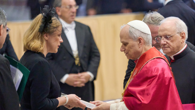 Ministru prezidente Evika Siliņa un pāvests Leons XIV