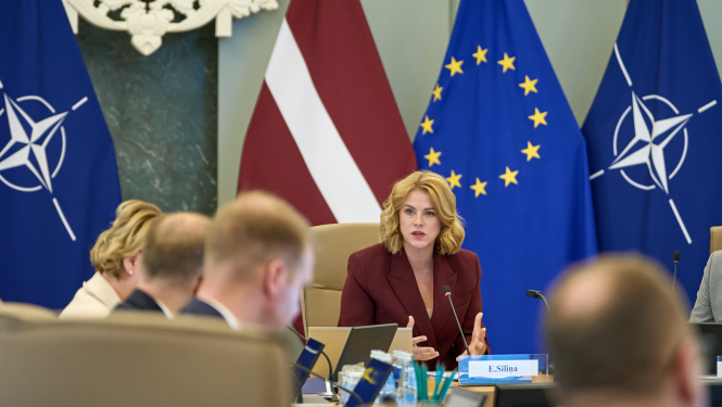 Ministru prezidente Evika Siliņa vada valdības sēdi