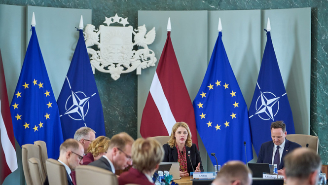 Ministru prezidente Evika SIliņa vada valdības sēdi.