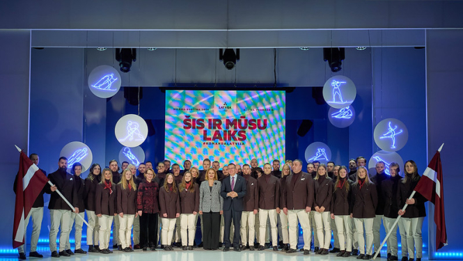 Ministru prezidente Evika Siliņa piedalās pasākumā, kurā paziņo Latvijas delegācijas karognesējus Milānas-Kortīnas olimpiskajās spēlēs