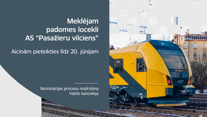 Sludinājuma teksts un "Vivi" vilciens