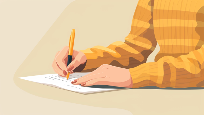 Cilvēka roka paraksta dokumentu, kas atrodas uz galda.