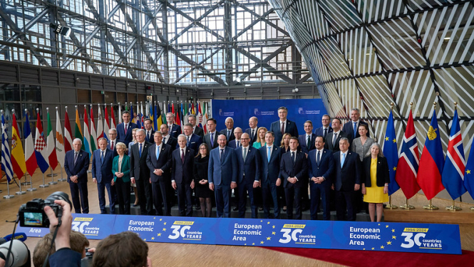 Eiropas Savienības valstu vadītāji kopīgā foto Eiropadomē, Briselē