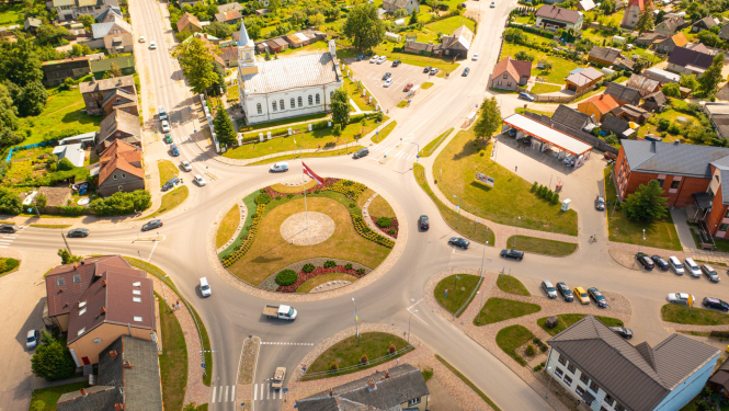 Skats no gaisa uz Jēkabpils centru