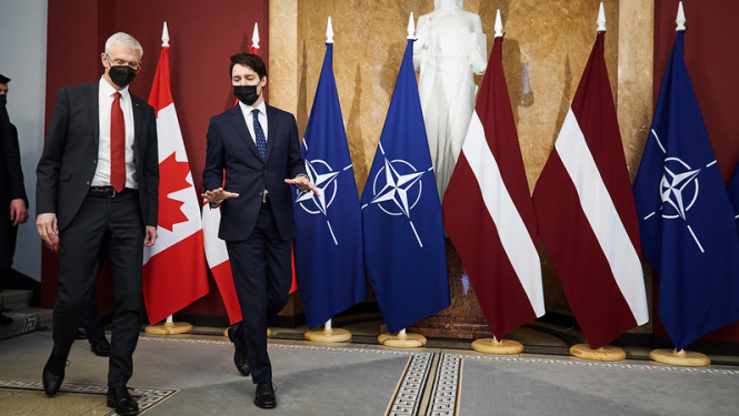 Ministru prezidents Krišjānis Kariņš un Kanādas premjerministrs Džastins Trudo