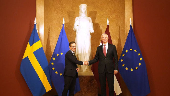 Ministru prezidents Krišjānis Kariņš un Zviedrijas premjerministrs Ulfs Kristersons