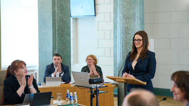 Laima Letiņa Ministru kabineta Zaļajā zālē MK sēdē