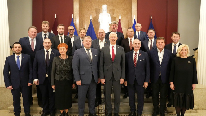 Ministru prezidents Krišjānis Kariņš ar pašvaldību vadītājiem