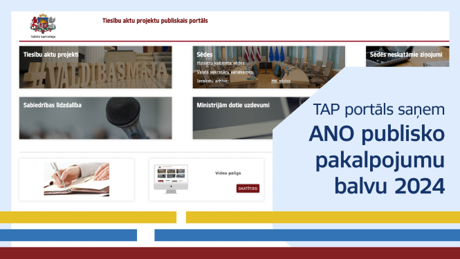 TAP portāls iegūst ANO publisko pakalpojumu balvu 2024