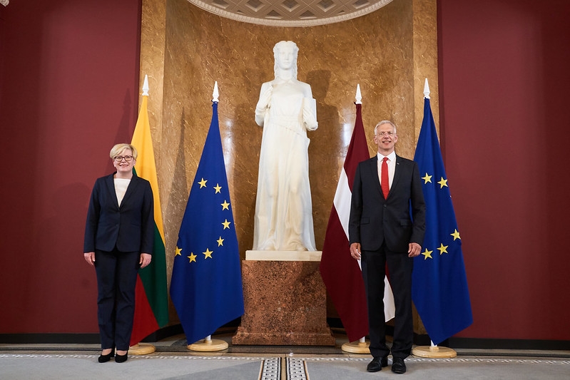 Meeting of Prime Minister K.Kariņš and Prime Minister of Lithuania Ingrida Šimonytė at the Cabinet of Ministers