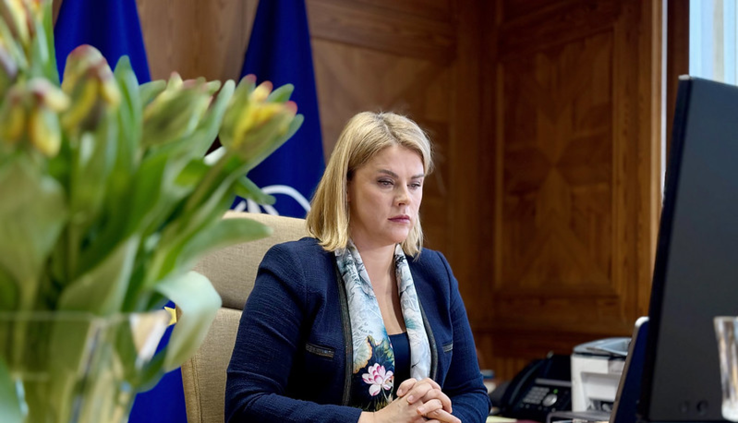 Ministru prezidente Evika Siliņa video konferences sazvanā