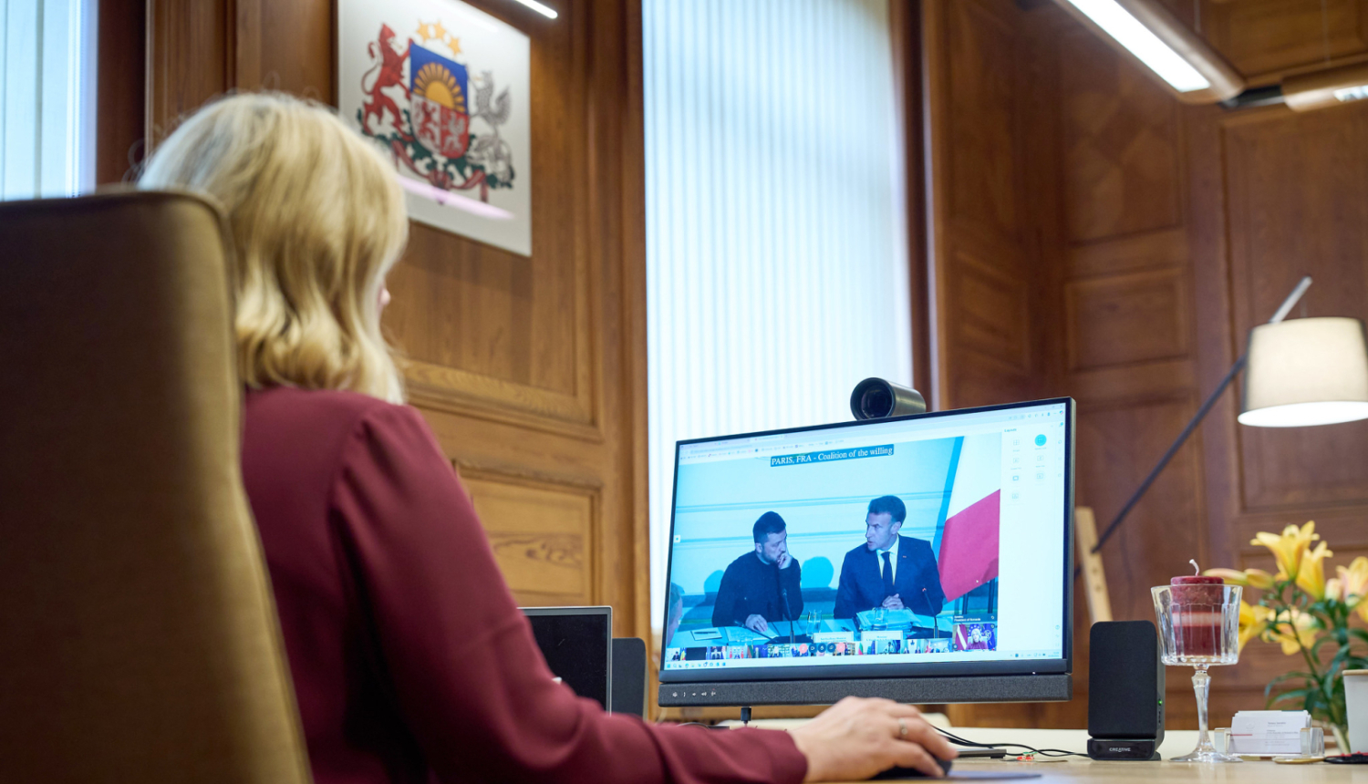 Ministru prezidente Evika Siliņa piedalās labas gribas koalīcijas videosarunā