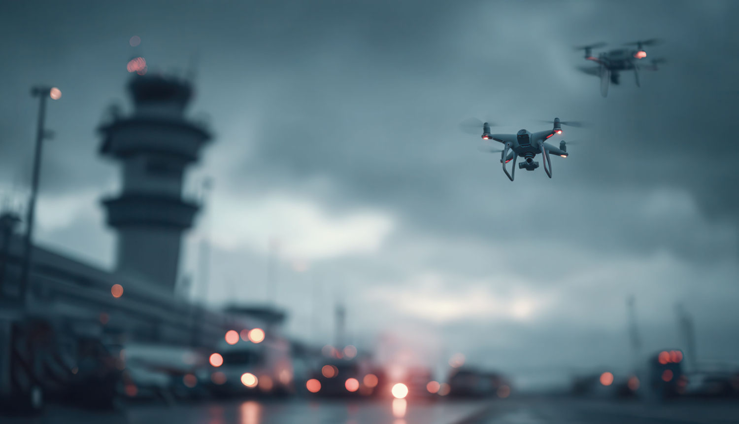 Drons lido tuvu pie lidostas