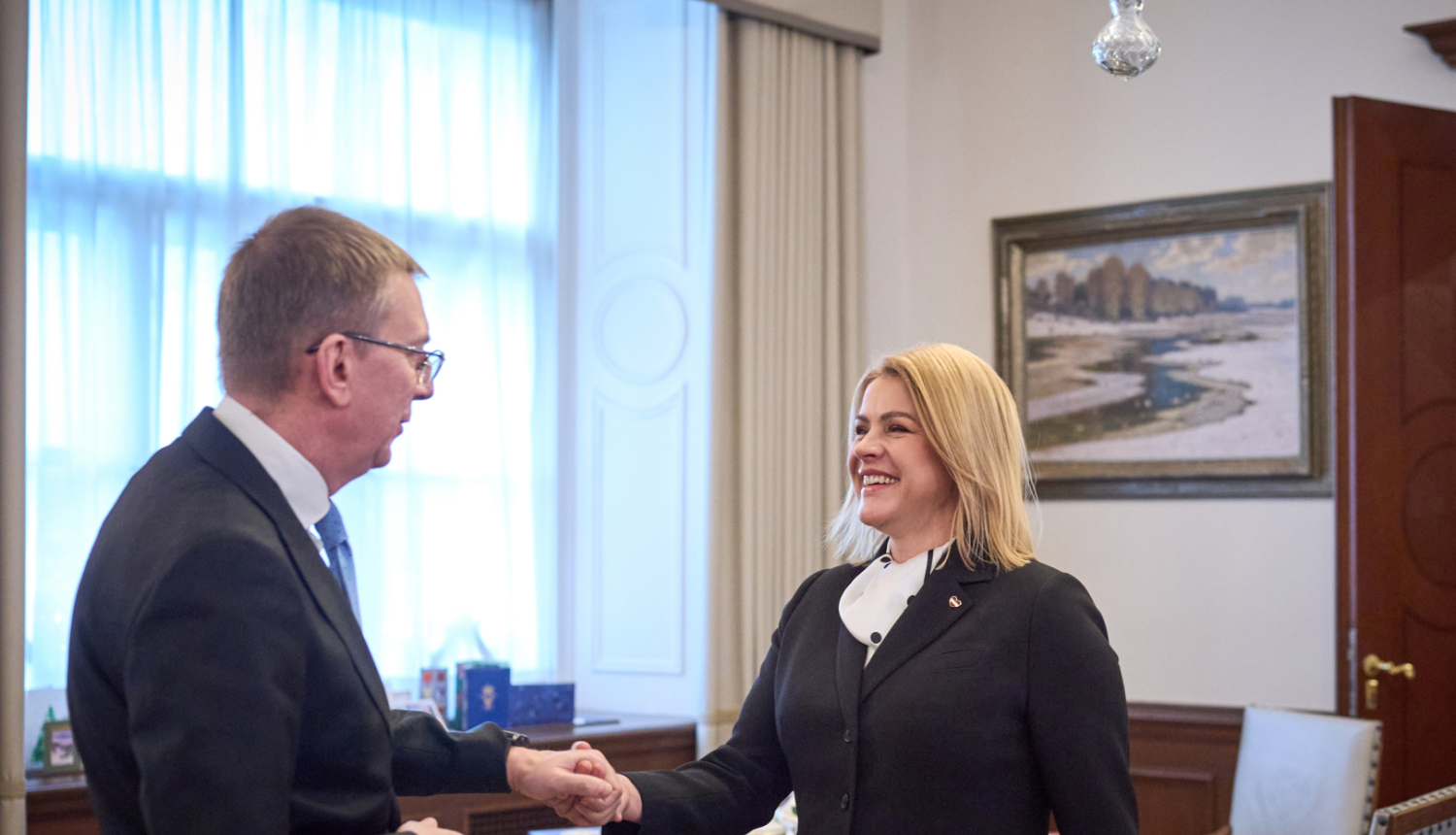 Ministru prezidente Evika Siliņa un valsts prezidents Edgars Rinkēvičs