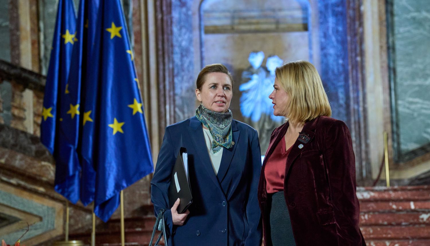 Ministru prezidente Evika Siliņa un Dānijas premjerministre Mete Frederiksena