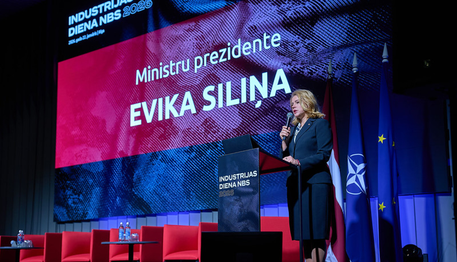 Ministru prezidente Evika Siliņa, šodien, 22. janvārī, atklāja ikgadējo drošības un aizsardzības industrijas pasākumu “Industrijas diena NBS 2026”