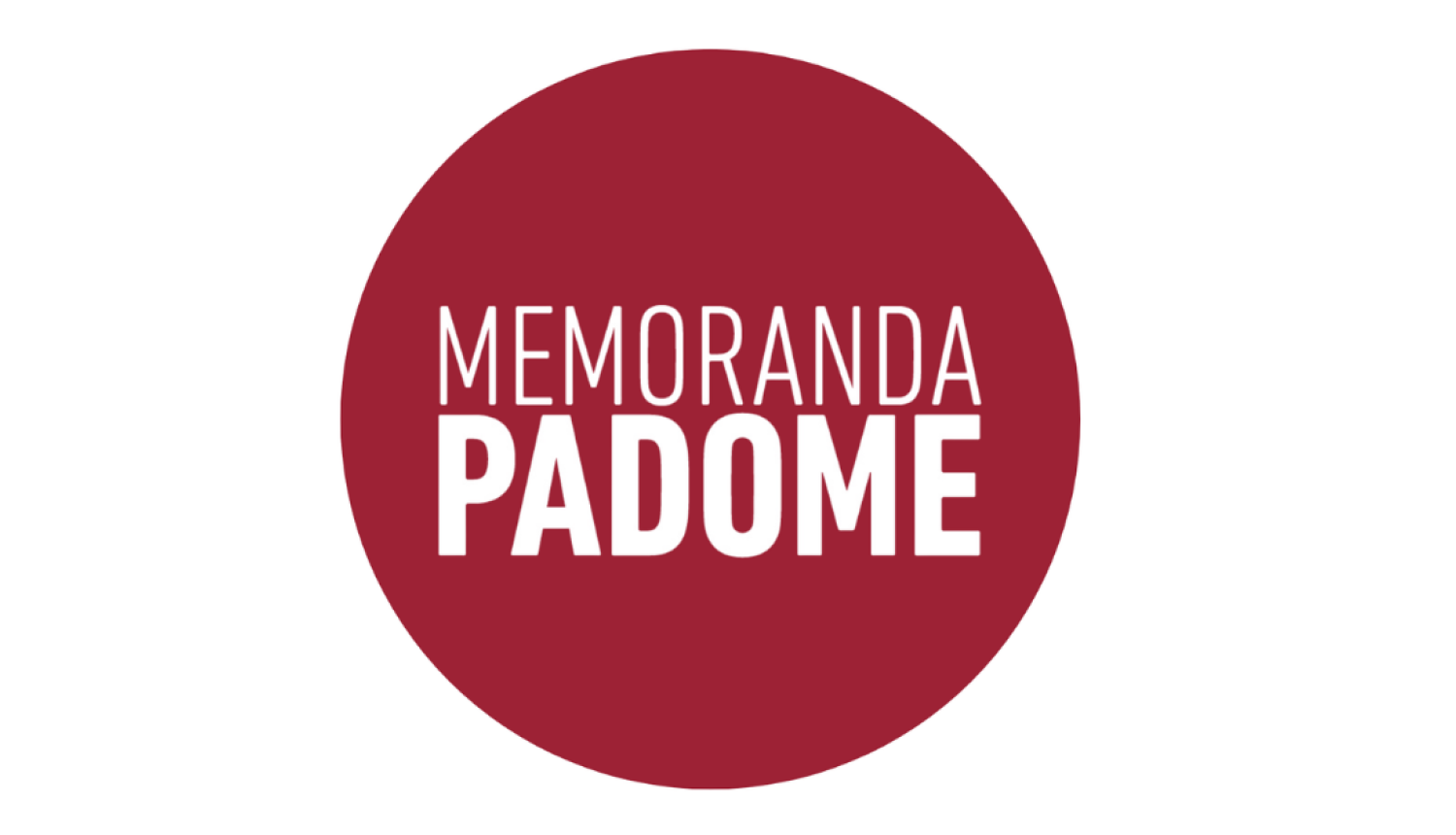 Memoranda padomes logotips - sarkans aplis, kurā ar baltiem burtiem ierakstīti vārdi "Memoranda padome"