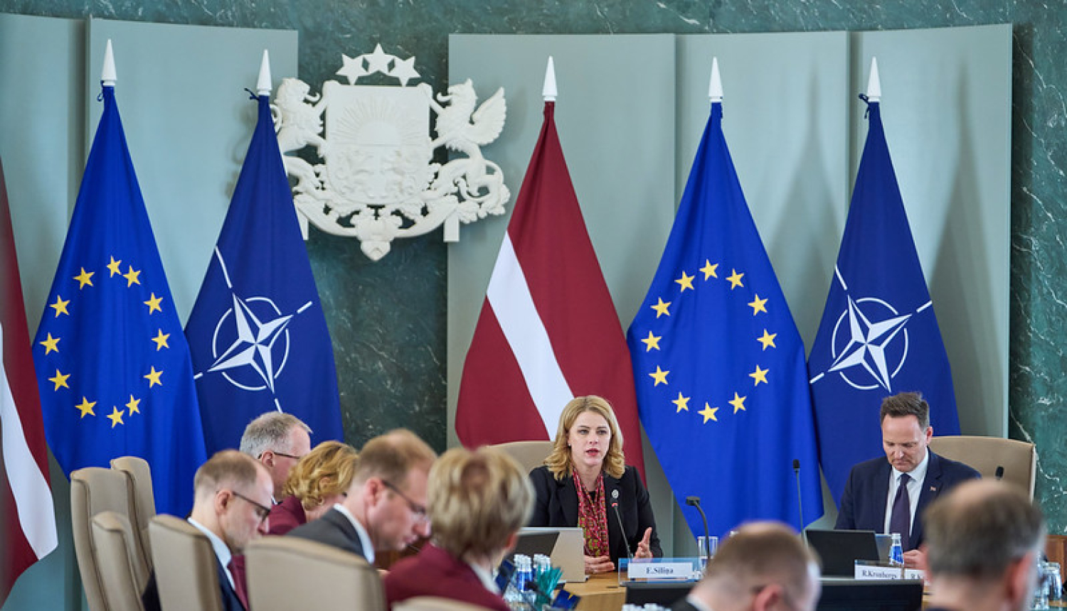 Ministru prezidente Evika SIliņa vada valdības sēdi.