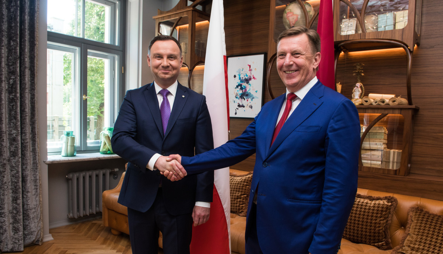 Ministru prezidents sarunā ar Polijas prezidentu atzinīgi novērtē Polijas ieguldījumu Baltijas reģiona drošībā